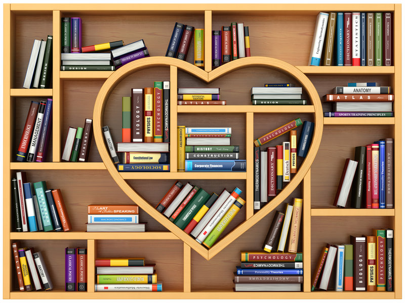 knihovna ve tvaru srdce